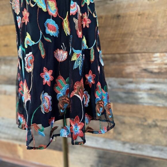 MSK Floral Embroidered Black Dress - Picture 3 of 16